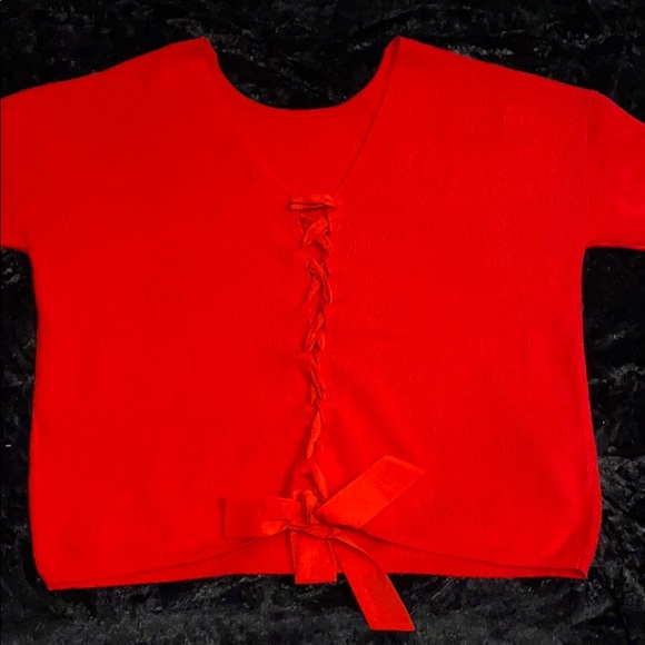 Maison Jules Ribbed Lace-Up Sweater. L - Picture 5 of 10